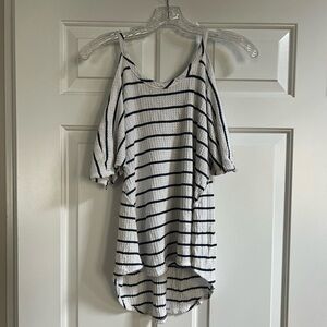 Anthropologie Lazy Sundays Blue striped top - size Medium